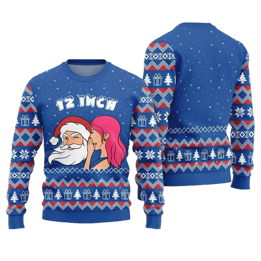 2026 Christmas Naughty Santa 12 Inch Surprise Ugly Christmas Sweater - Moonbestprint
