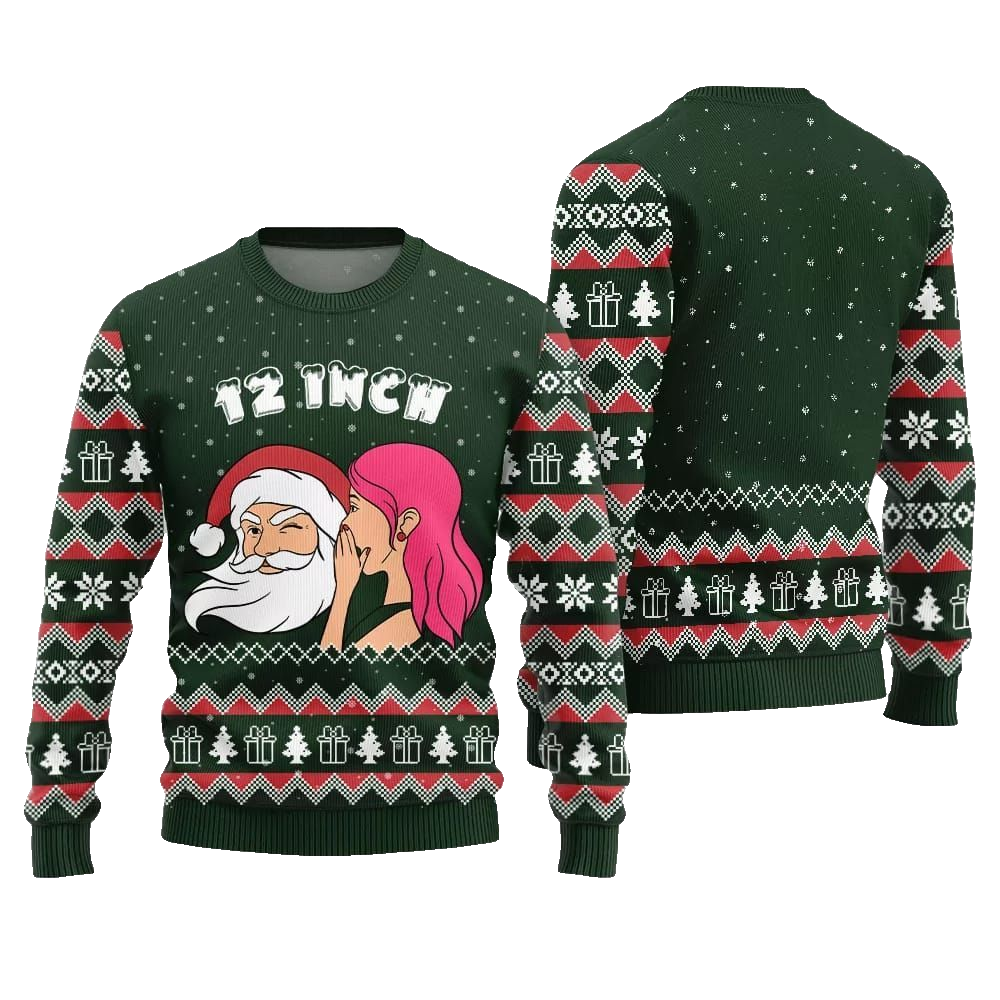 2026 Christmas Naughty Santa 12 Inch Surprise Ugly Christmas Sweater - Moonbestprint