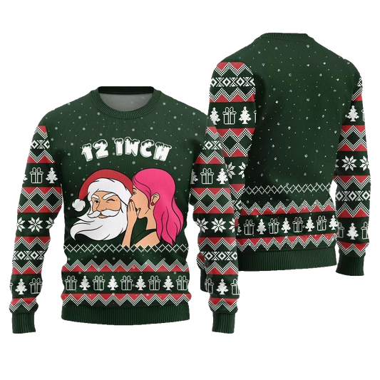 2026 Christmas Naughty Santa 12 Inch Surprise Ugly Christmas Sweater - Moonbestprint
