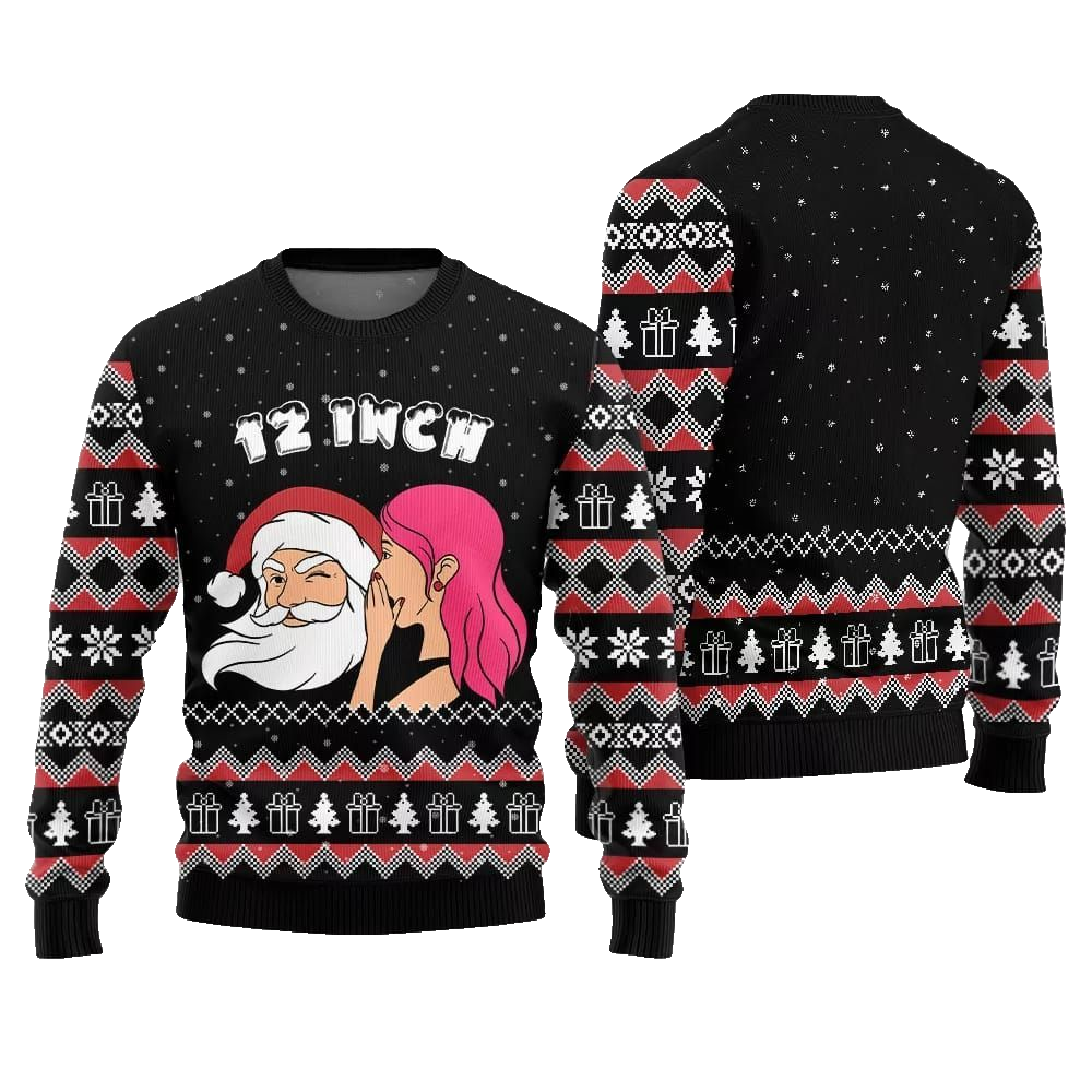 2026 Christmas Naughty Santa 12 Inch Surprise Ugly Christmas Sweater - Moonbestprint