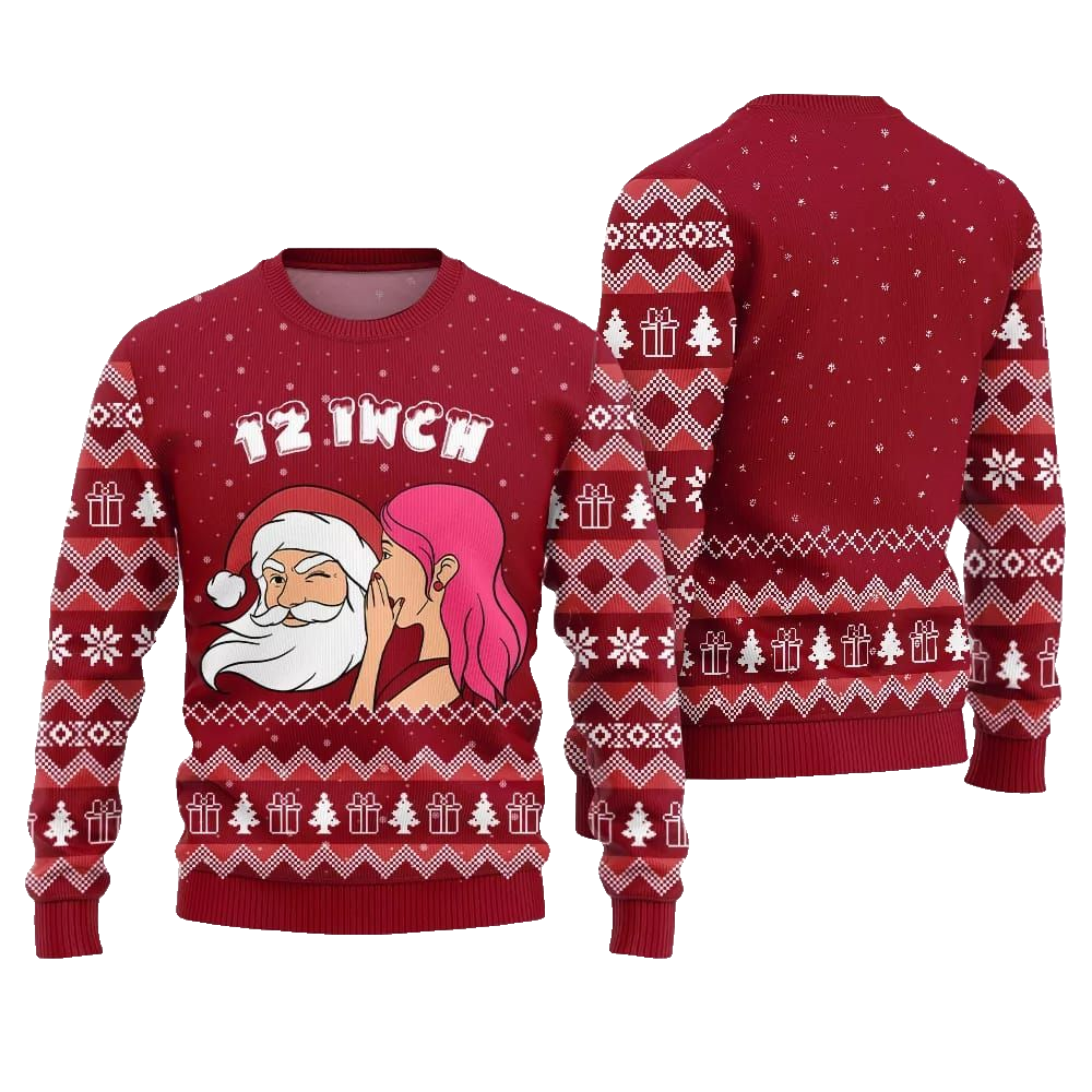 2026 Christmas Naughty Santa 12 Inch Surprise Ugly Christmas Sweater - Moonbestprint