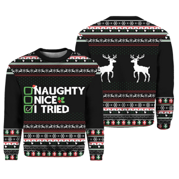 2026 Christmas Naughty Nice I Tried Ugly Sweater - Moonbestprint