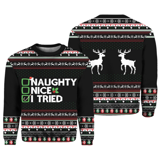 2026 Christmas Naughty Nice I Tried Ugly Sweater - Moonbestprint
