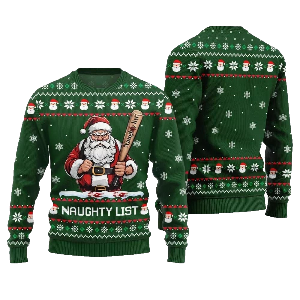 2026 Christmas Naughty List Santa Ugly Christmas Sweater - Moonbestprint
