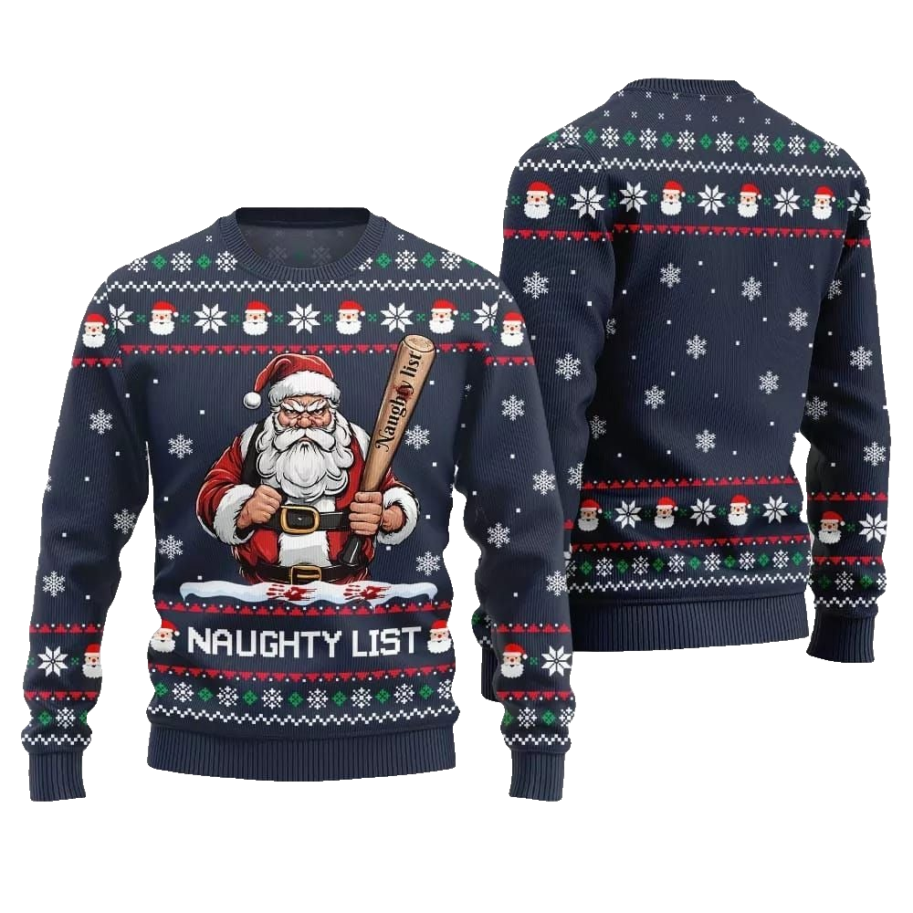 2026 Christmas Naughty List Santa Ugly Christmas Sweater - Moonbestprint