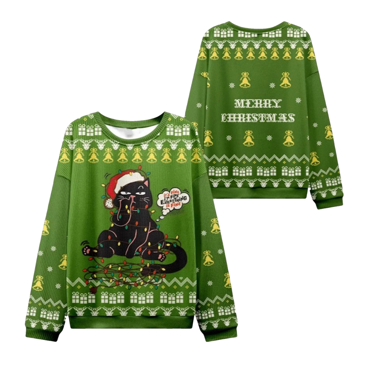 2026 Christmas Naughty Black Cat Ugly Sweater - Moonbestprint