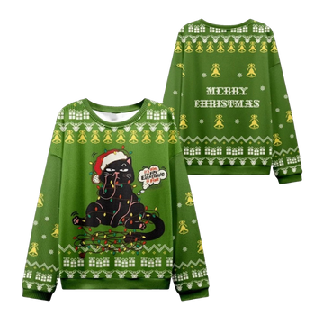 2026 Christmas Naughty Black Cat Ugly Sweater - Moonbestprint