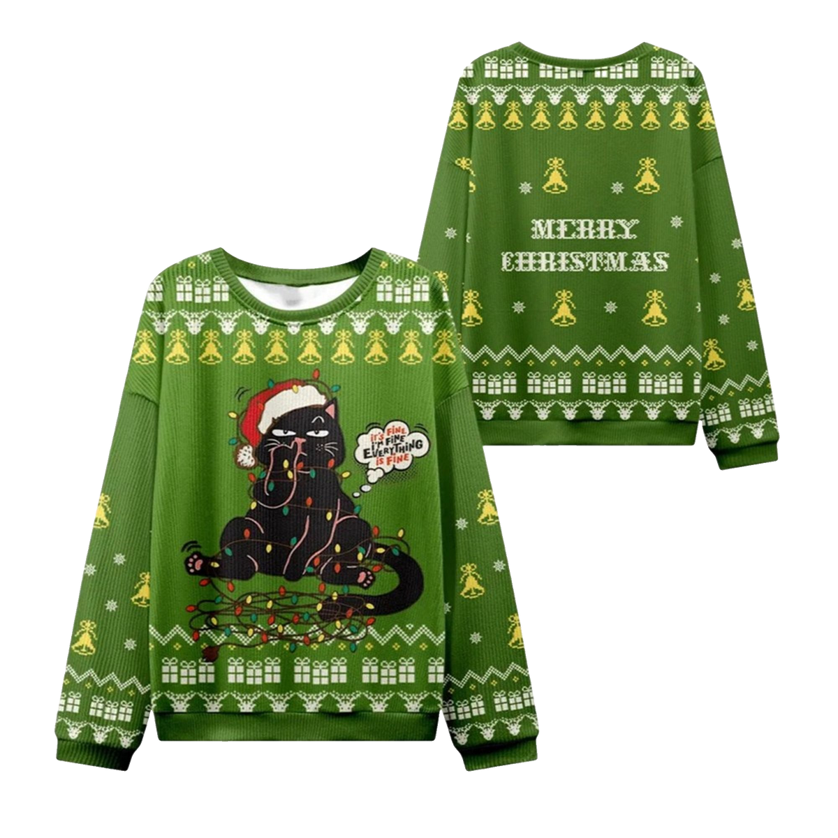 2026 Christmas Naughty Black Cat Ugly Sweater - Moonbestprint