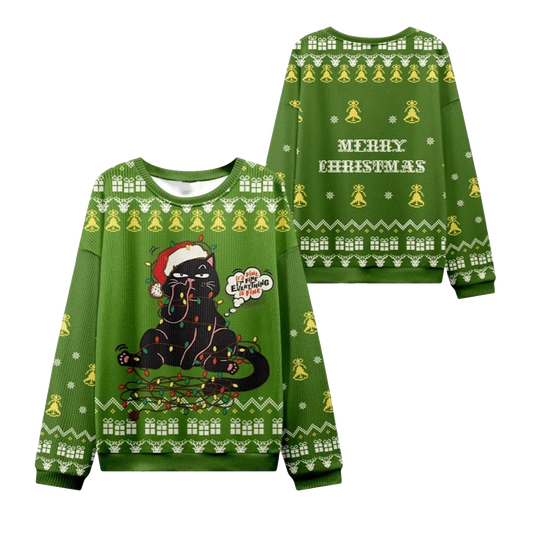 2026 Christmas Naughty Black Cat Ugly Sweater - Moonbestprint