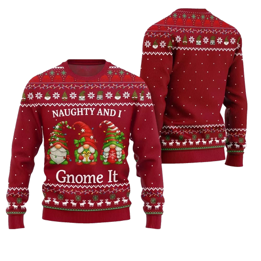 2026 Christmas Naughty And I Gnome It Ugly Sweater - Moonbestprint