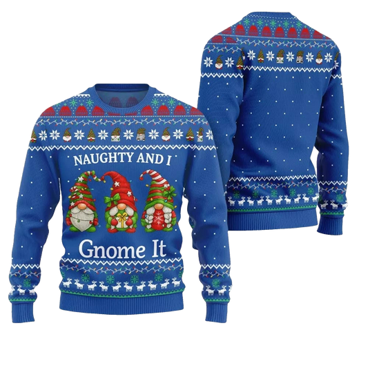 2026 Christmas Naughty And I Gnome It Ugly Sweater - Moonbestprint