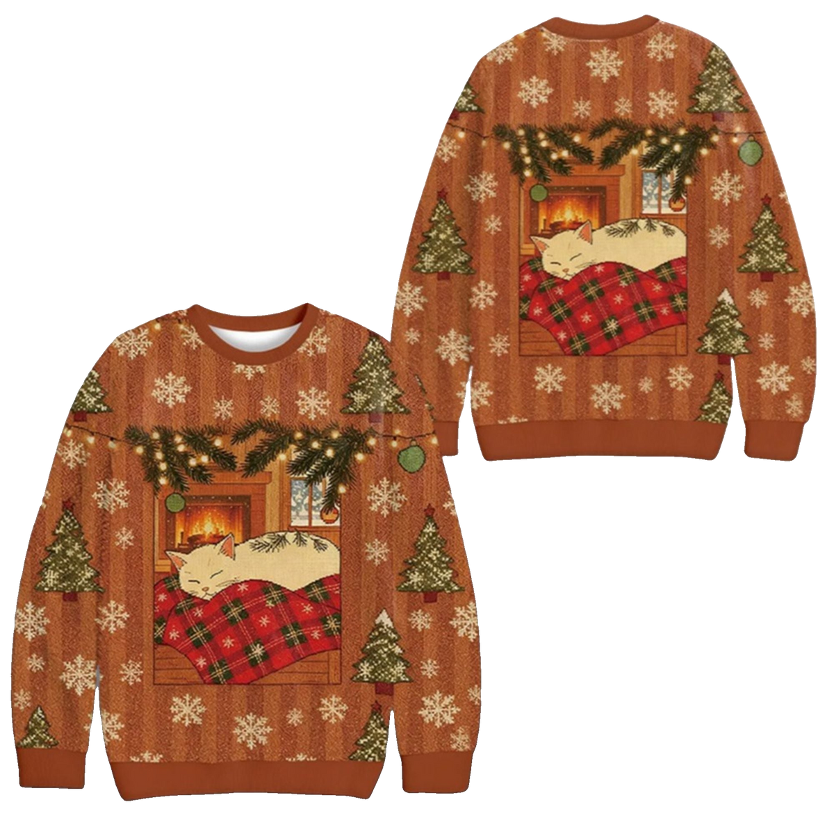 2026 Christmas Napping Cat Funny Ugly Sweater - Moonbestprint