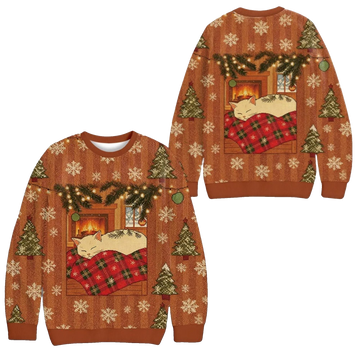 2026 Christmas Napping Cat Funny Ugly Sweater - Moonbestprint