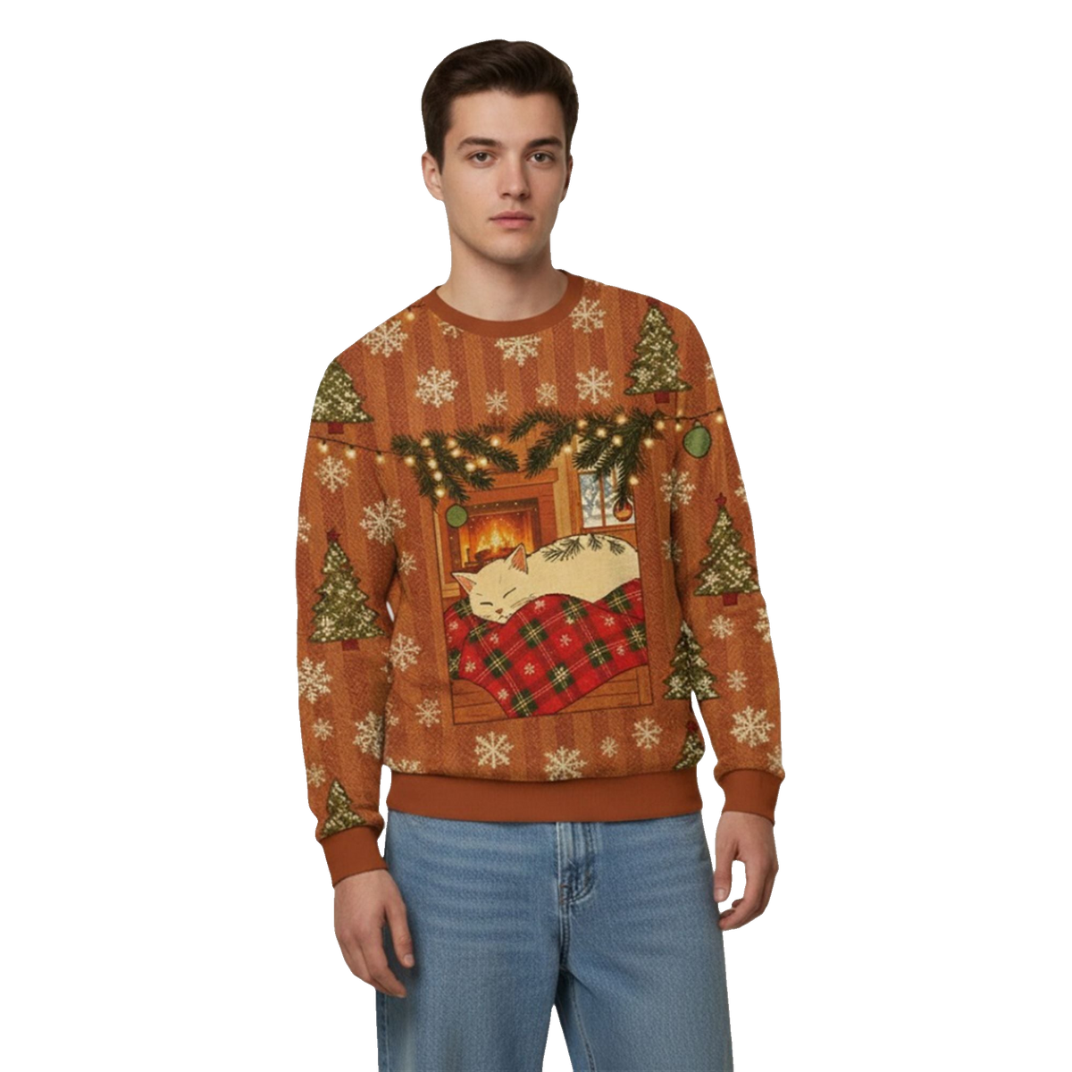 2026 Christmas Napping Cat Funny Ugly Sweater - Moonbestprint