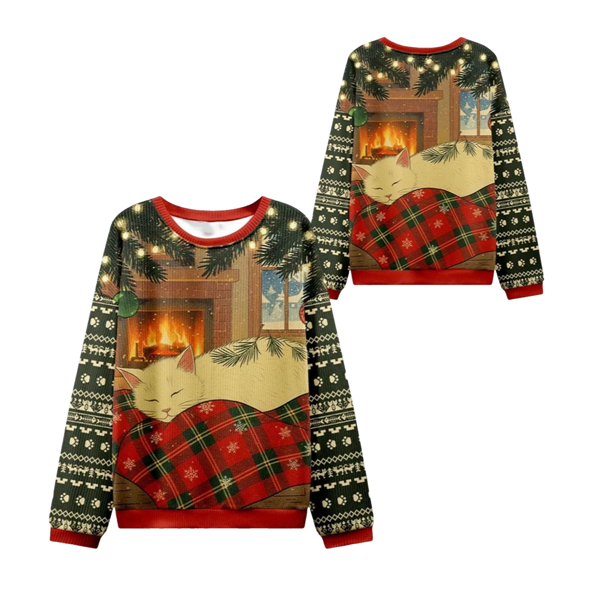 2026 Christmas Napping Cat Christmas Ugly Sweater - Moonbestprint