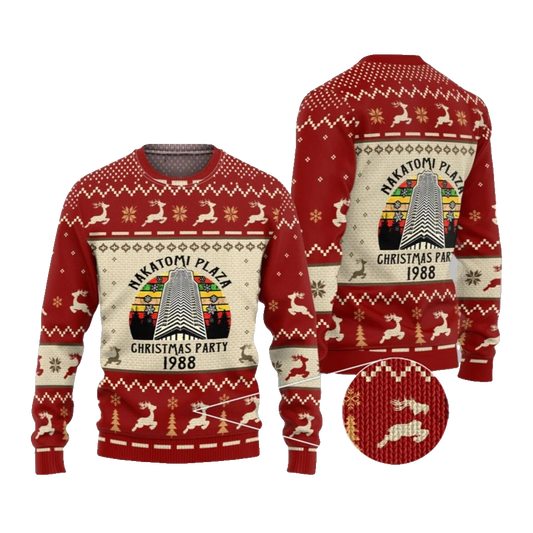 2026 Christmas Nakatomi Plaza Christmas Party 1988 Vintage Ugly Christmas Sweater - Moonbestprint