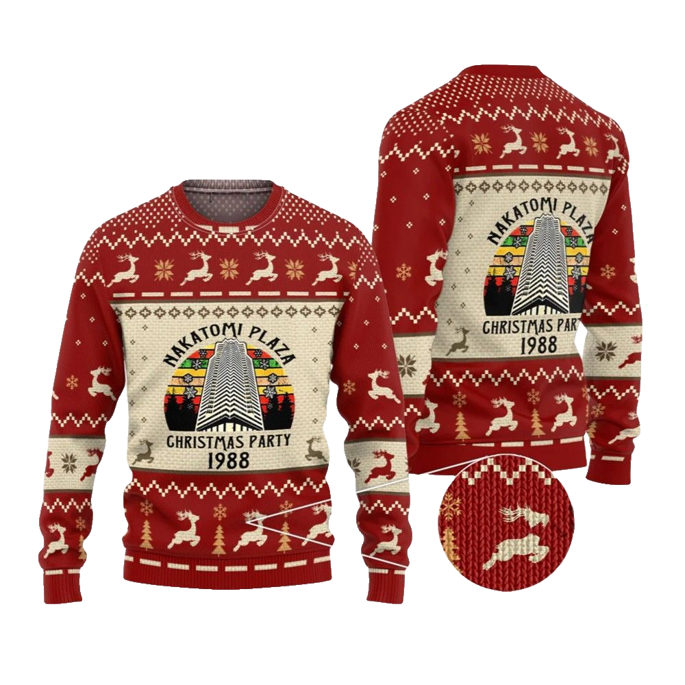 2026 Christmas Nakatomi Plaza Christmas Party 1988 Vintage Ugly Christmas Sweater - Moonbestprint