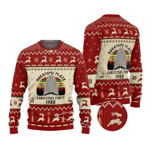 2026 Christmas Nakatomi Plaza Christmas Party 1988 Vintage Ugly Christmas Sweater - Moonbestprint