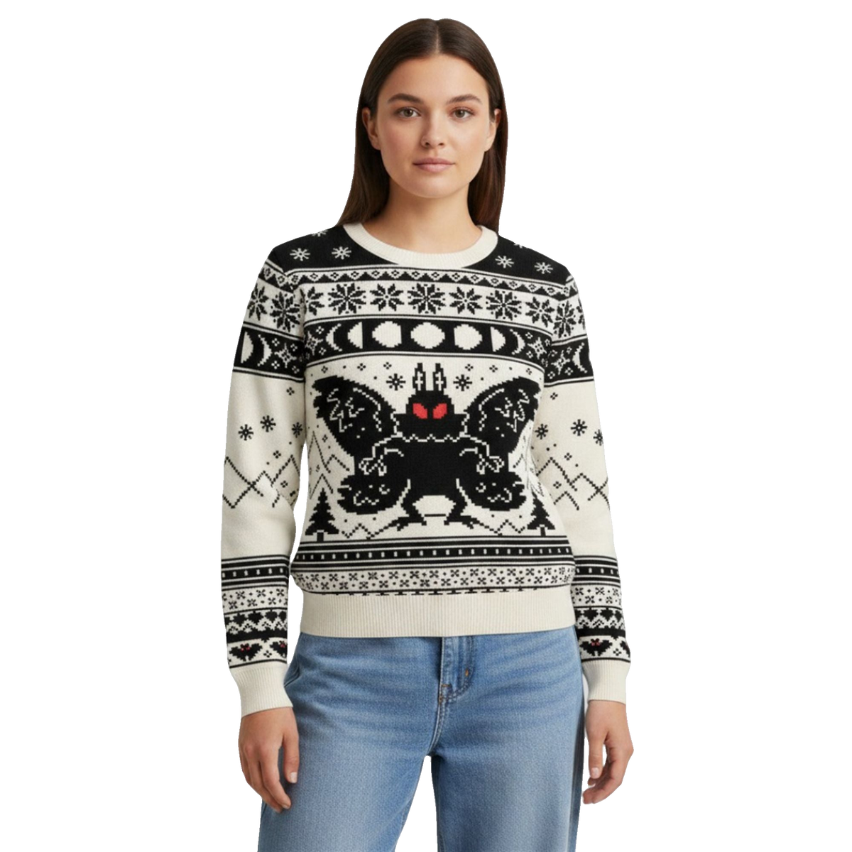 2026 Christmas Mothman Moon Ugly Sweater - Moonbestprint