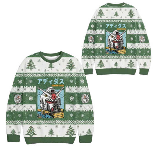 2026 Christmas Mobile Suit Gundam Vintage Japanese Ugly Sweater - Moonbestprint
