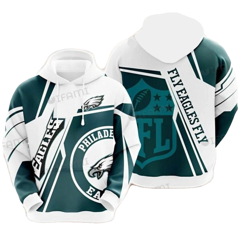 Philadelphia Eagles Nlf Logo White Kelly Green All Over Print Hoodie - Moonbestprint