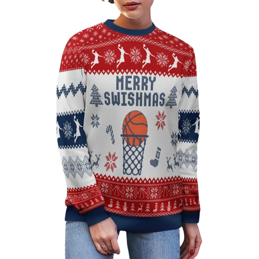 2026 Christmas Merry Swishmas Y'all Texas Basketball Ugly Sweater - Moonbestprint