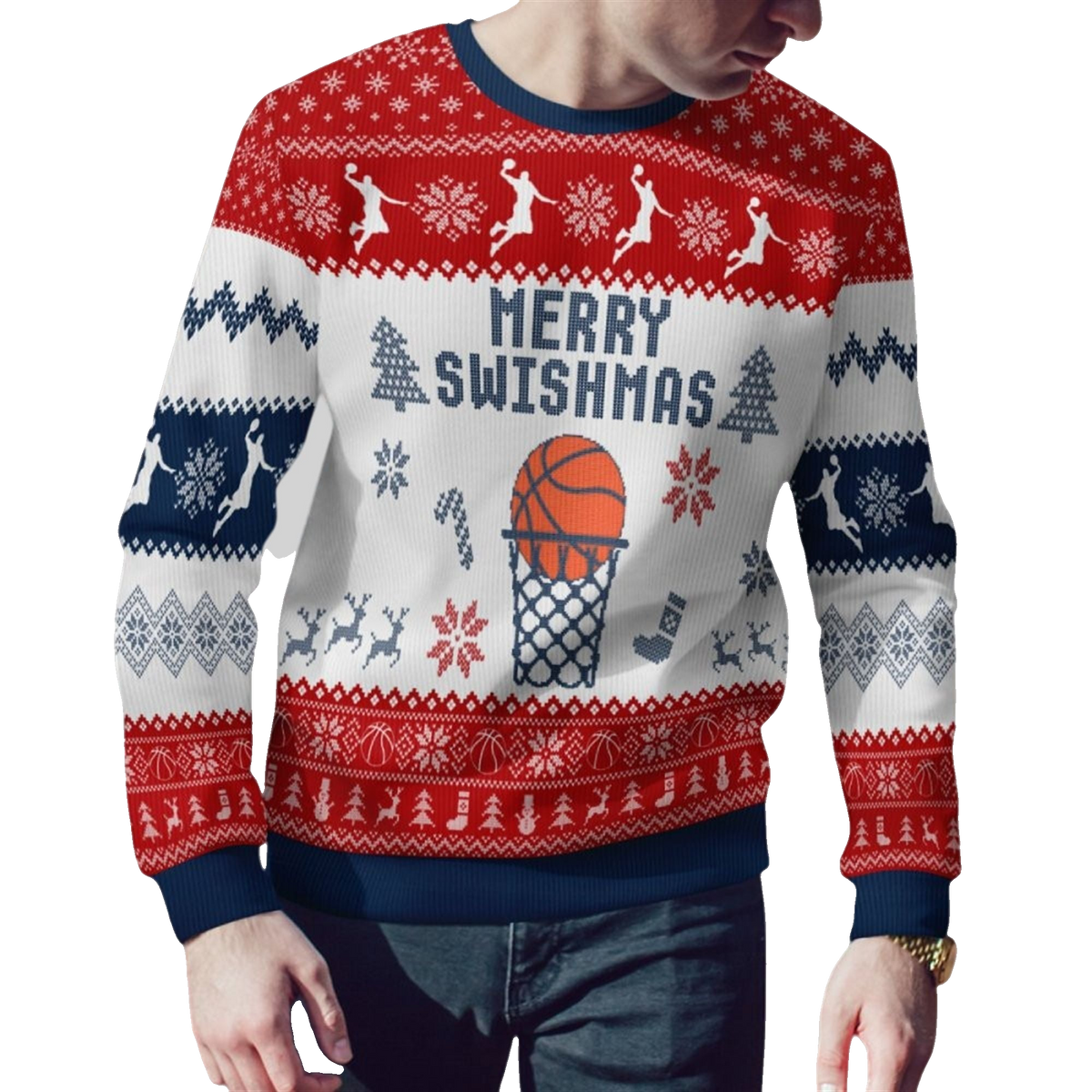 2026 Christmas Merry Swishmas Y'all Texas Basketball Ugly Sweater - Moonbestprint