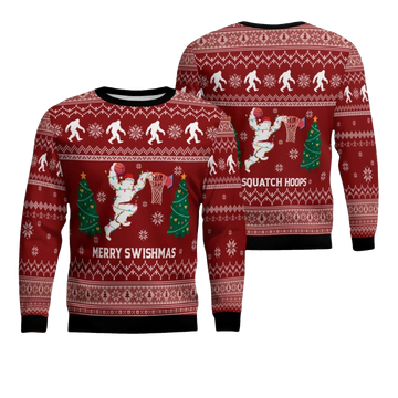 2026 Christmas Merry Swishmas Basketball Ugly Sweater - Moonbestprint