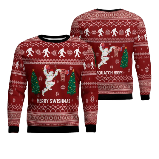 2026 Christmas Merry Swishmas Basketball Ugly Sweater - Moonbestprint
