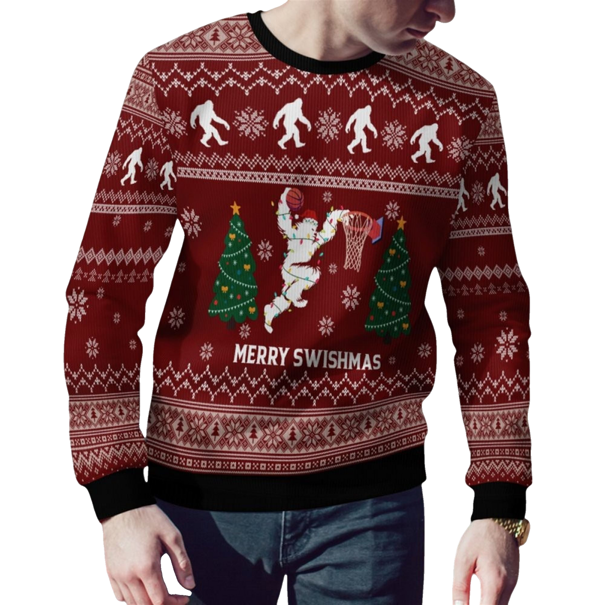 2026 Christmas Merry Swishmas Basketball Ugly Sweater - Moonbestprint