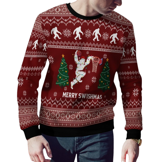 2026 Christmas Merry Swishmas Basketball Ugly Sweater - Moonbestprint