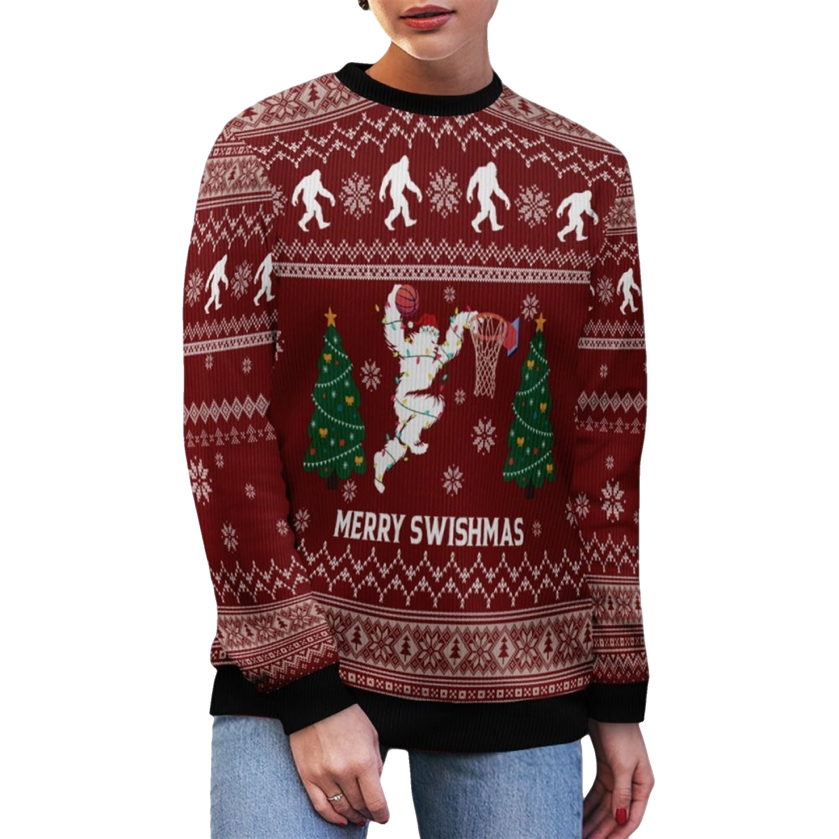 2026 Christmas Merry Swishmas Basketball Ugly Sweater - Moonbestprint