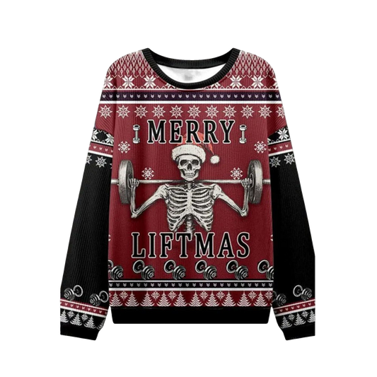 2026 Christmas Merry Liftmas Skeleton Ugly Sweater - Moonbestprint