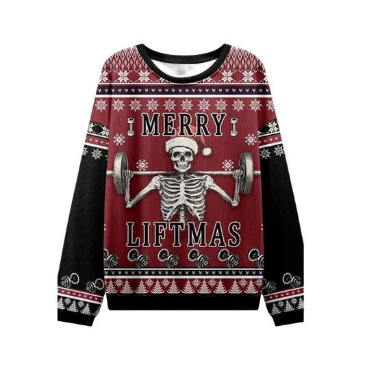 2026 Christmas Merry Liftmas Skeleton Ugly Sweater - Moonbestprint