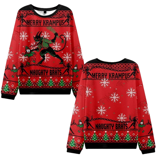 2026 Christmas Merry Krampus Naughty Brats Ugly Christmas Sweater - Moonbestprint