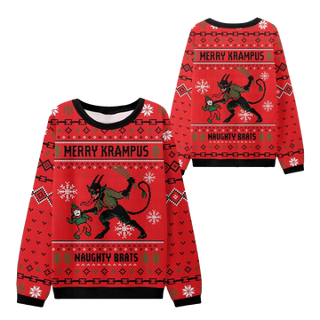 2026 Christmas Merry Krampus Naughty Brats Ugly Sweater - Moonbestprint
