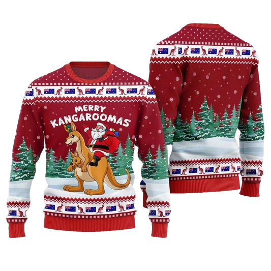 2026 Christmas Merry Kangaroomas Ugly Christmas Sweater - Moonbestprint