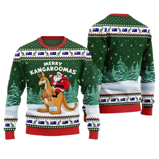 2026 Christmas Merry Kangaroomas Ugly Christmas Sweater - Moonbestprint