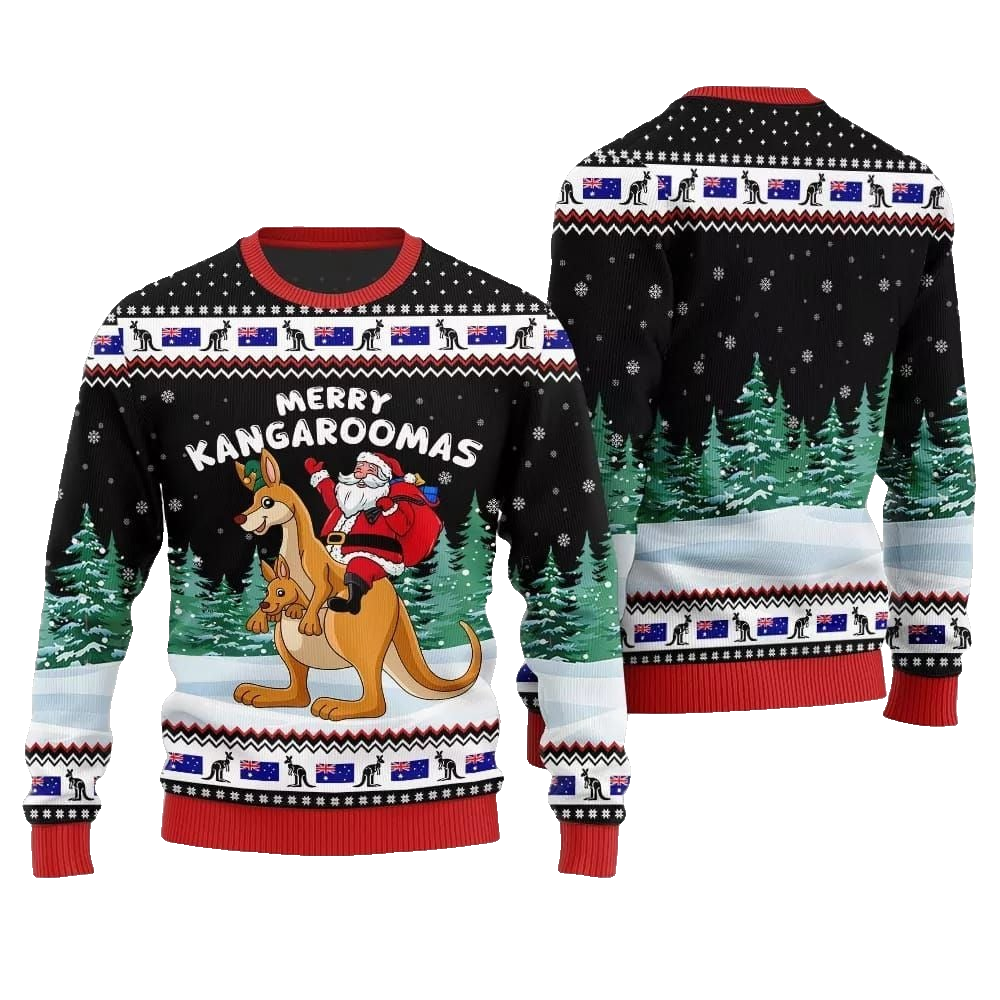 2026 Christmas Merry Kangaroomas Ugly Christmas Sweater - Moonbestprint