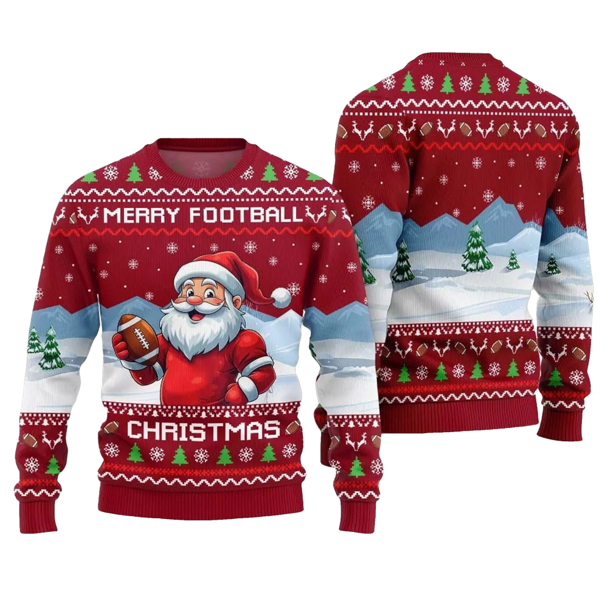 2026 Christmas Merry Football Christmas Ugly Sweater - Moonbestprint