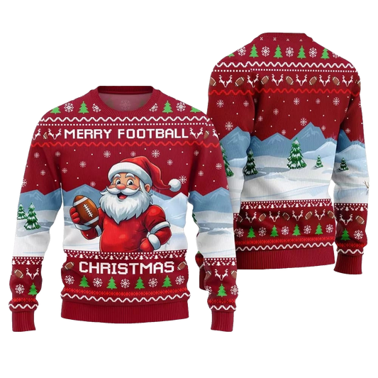 2026 Christmas Merry Football Christmas Ugly Sweater - Moonbestprint