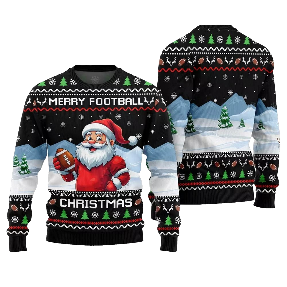 2026 Christmas Merry Football Christmas Ugly Sweater - Moonbestprint