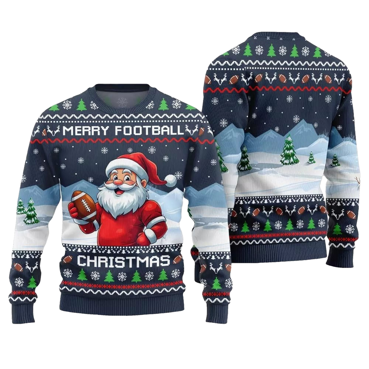 2026 Christmas Merry Football Christmas Ugly Sweater - Moonbestprint