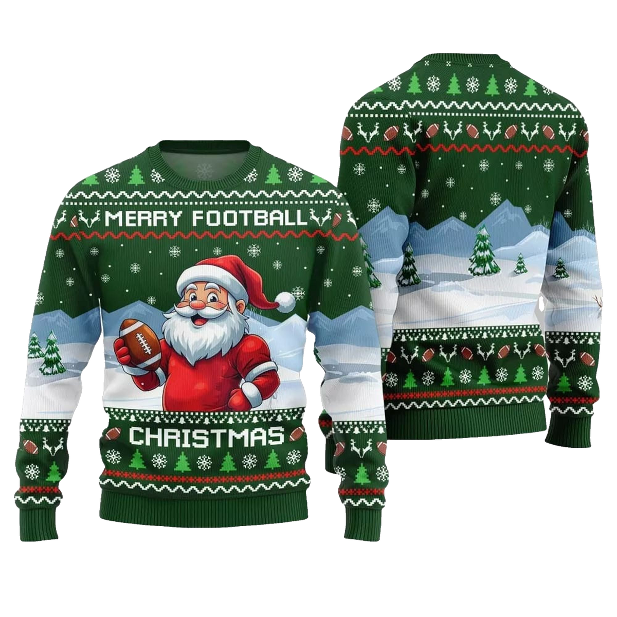2026 Christmas Merry Football Christmas Ugly Sweater - Moonbestprint