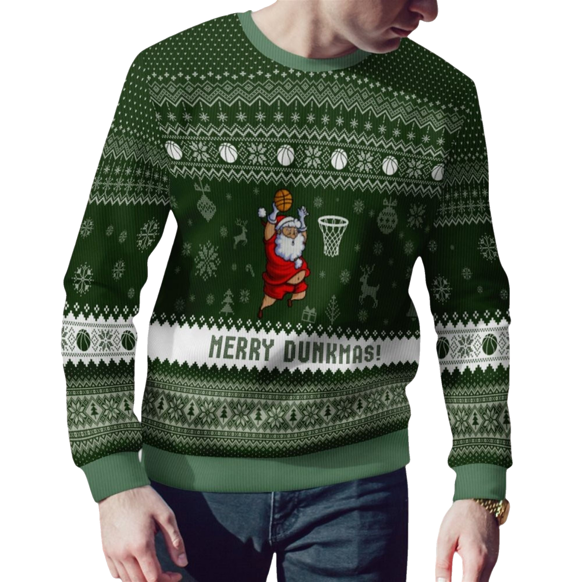 2026 Christmas Merry Dunkmas Basketball Ugly Sweater - Moonbestprint