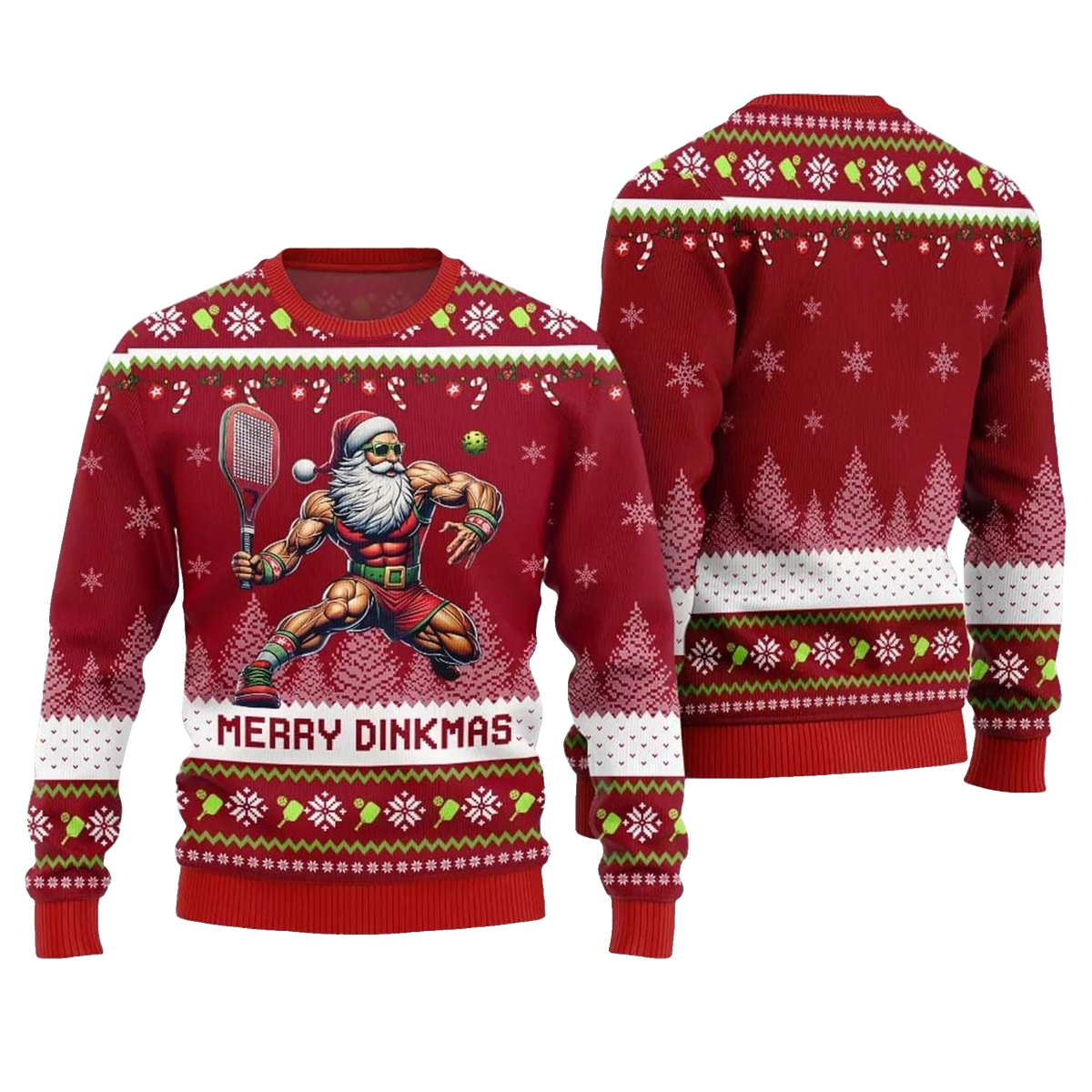 2026 Christmas Merry Dinkmas Santa Playing Pickleball Ugly Sweater - Moonbestprint