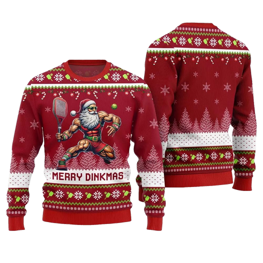 2026 Christmas Merry Dinkmas Santa Playing Pickleball Ugly Sweater - Moonbestprint