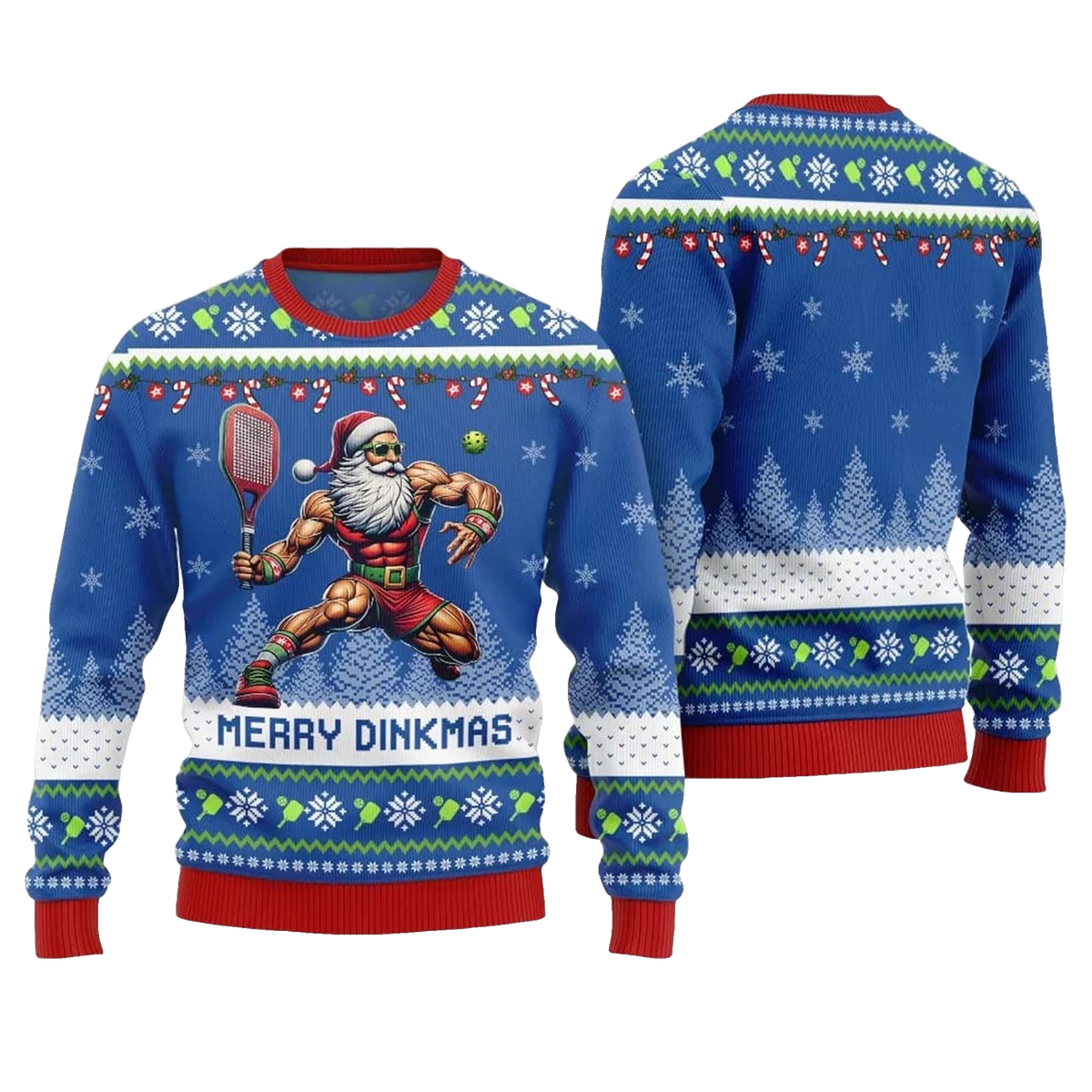 2026 Christmas Merry Dinkmas Santa Playing Pickleball Ugly Sweater - Moonbestprint