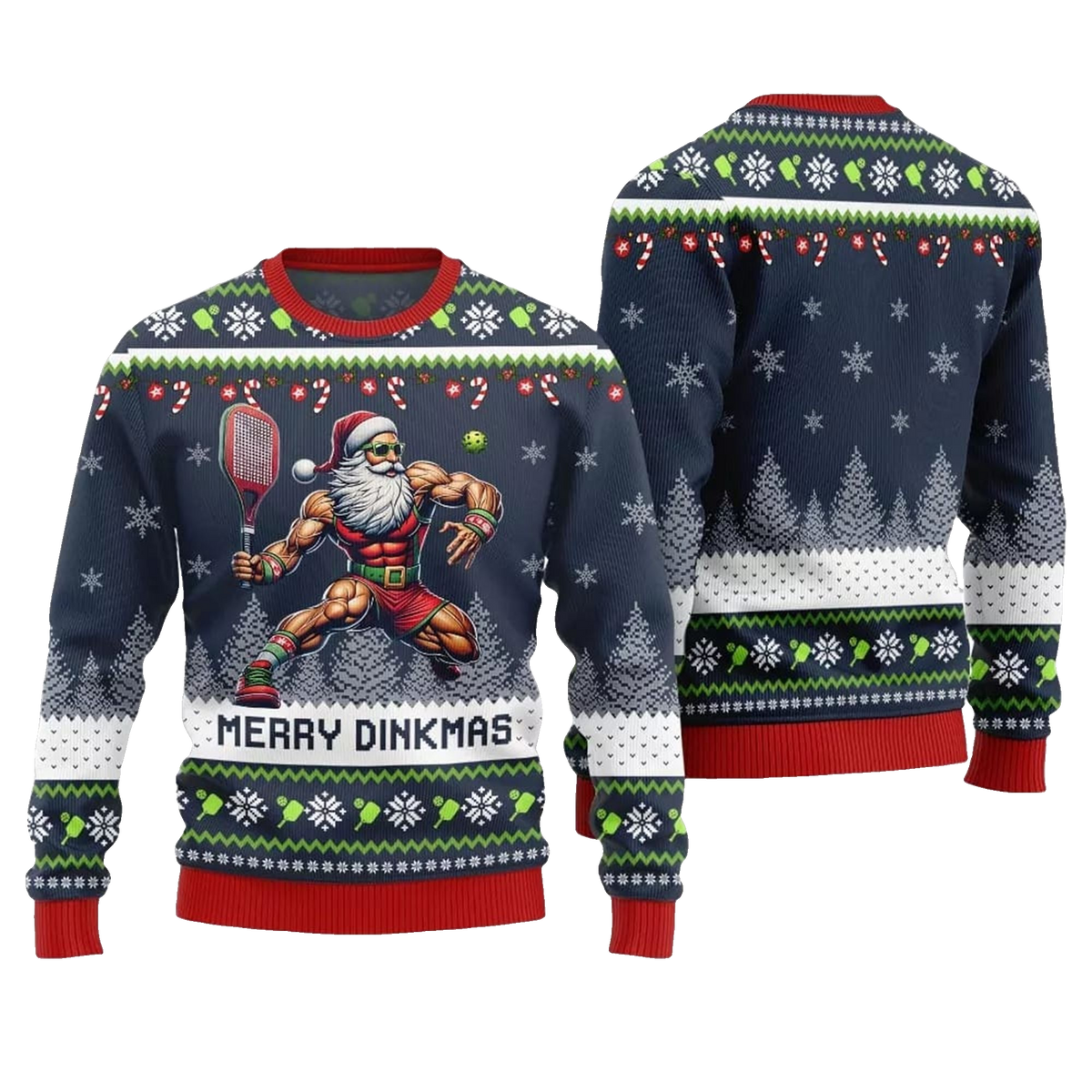 2026 Christmas Merry Dinkmas Santa Playing Pickleball Ugly Sweater - Moonbestprint