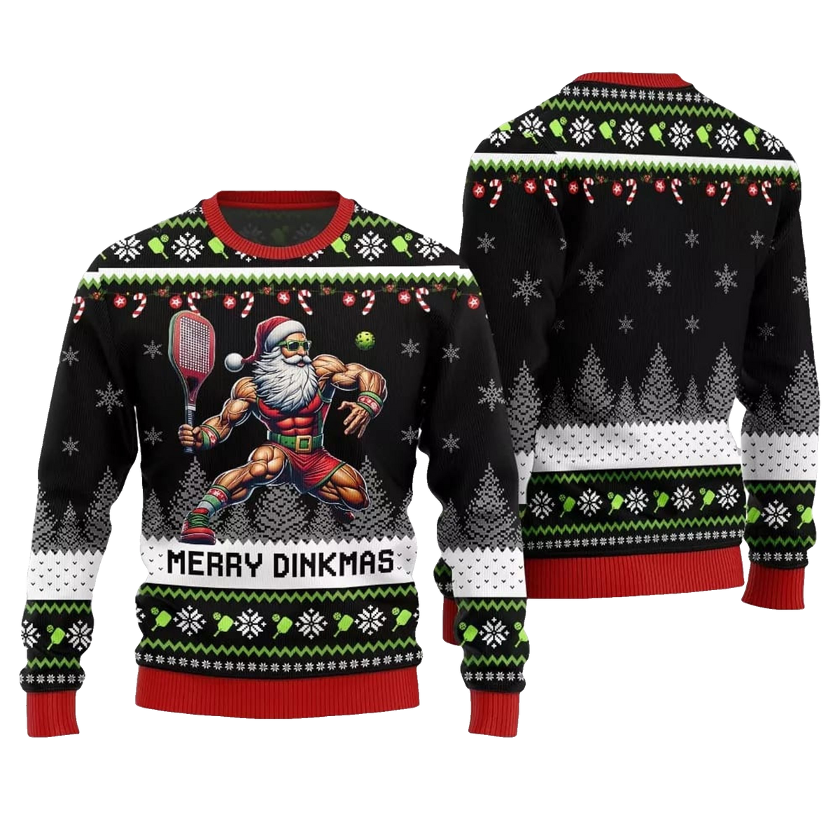 2026 Christmas Merry Dinkmas Santa Playing Pickleball Ugly Sweater - Moonbestprint
